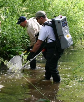 野外捕鱼.jpg 背负式鱼类资源调查设备